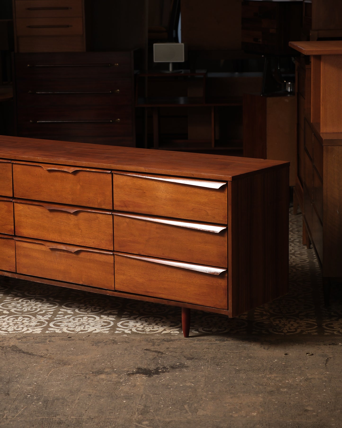 MCM Dark Walnut 9-Drawer Dresser by Vic Art (1967)