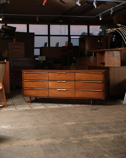 MCM Dark Walnut 9-Drawer Dresser by Vic Art (1967)