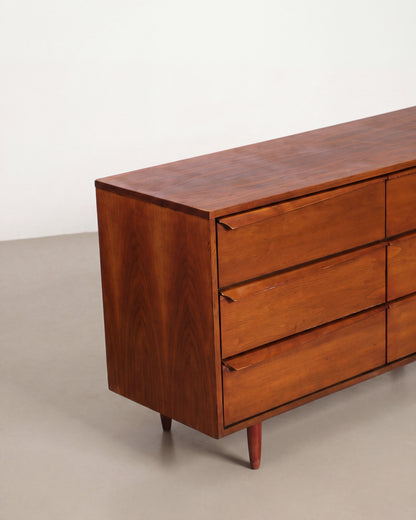 MCM Dark Walnut 9-Drawer Dresser by Vic Art (1967)