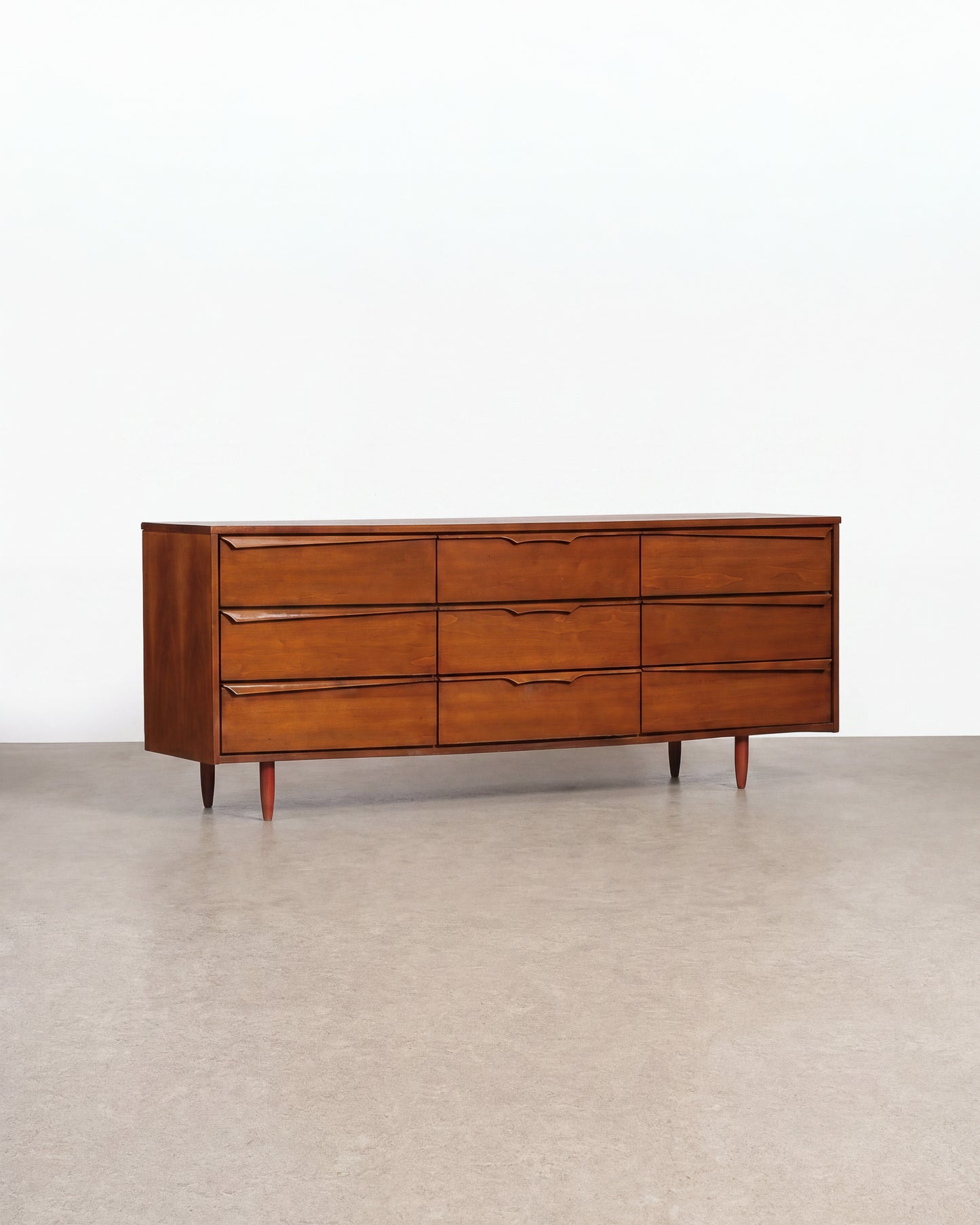 MCM Dark Walnut 9-Drawer Dresser by Vic Art (1967)