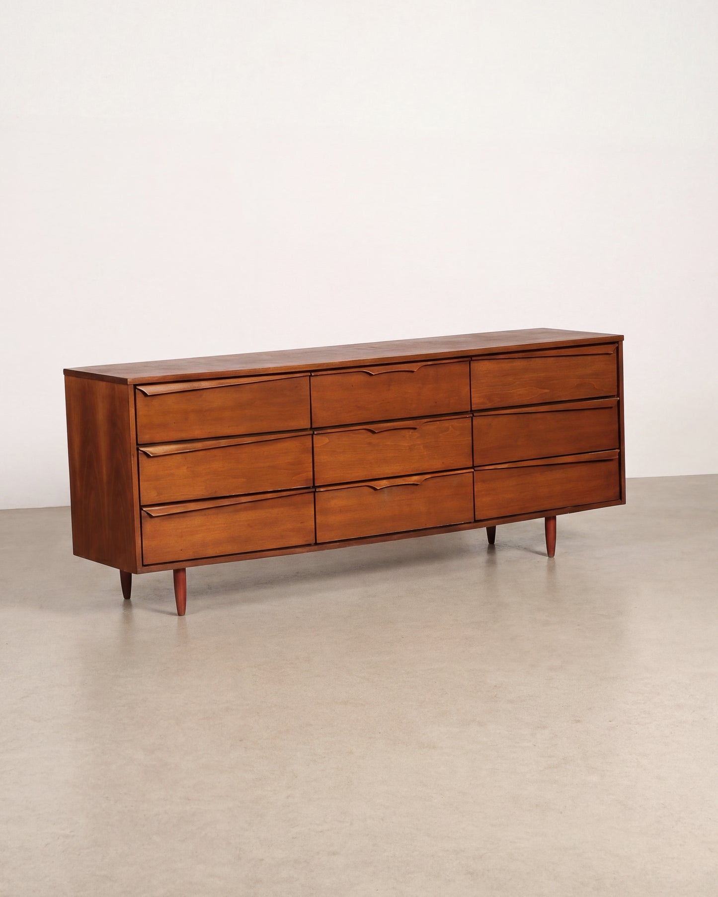 MCM Dark Walnut 9-Drawer Dresser by Vic Art (1967)