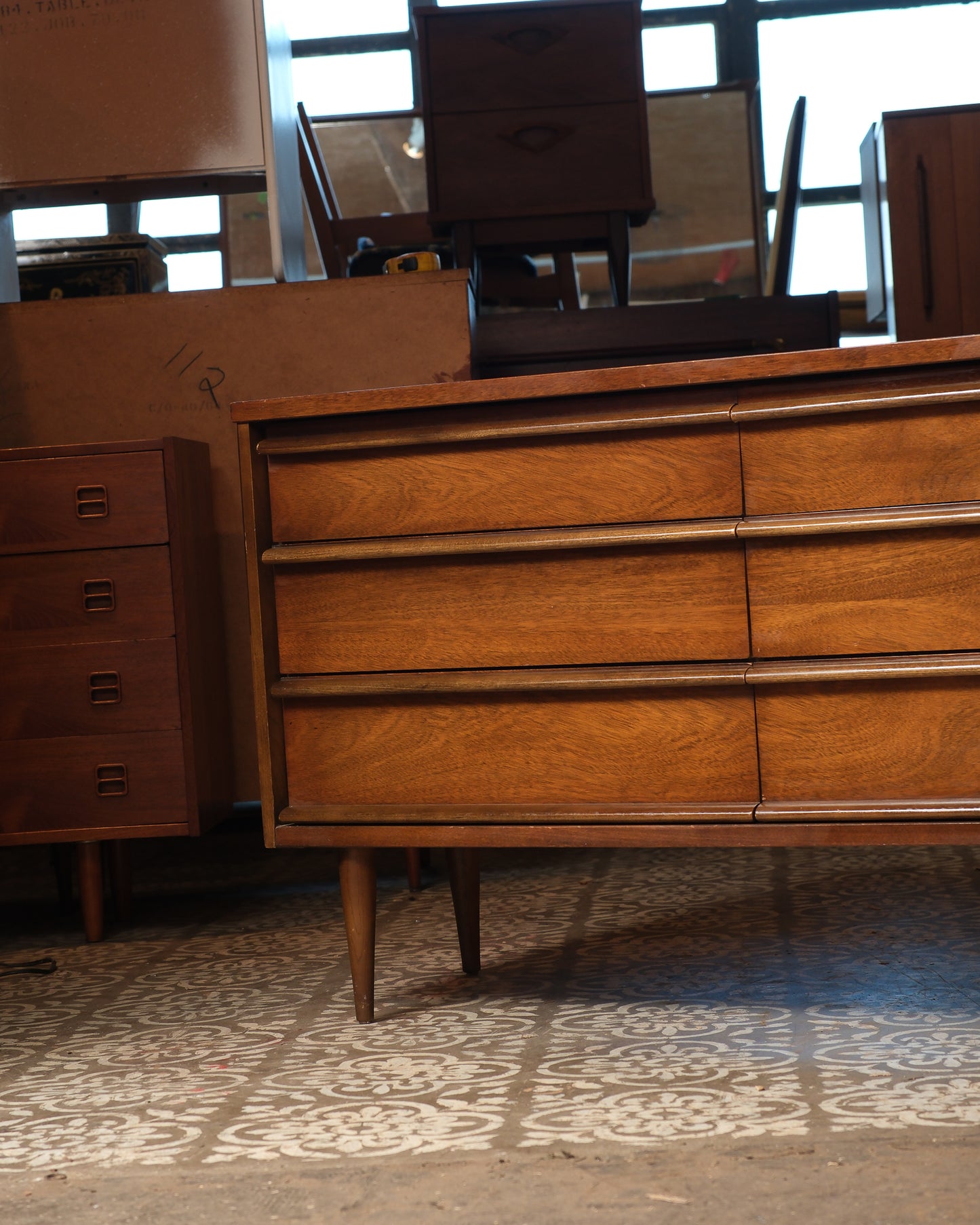 MCM Dark Walnut Dresser by Bassett Furniture