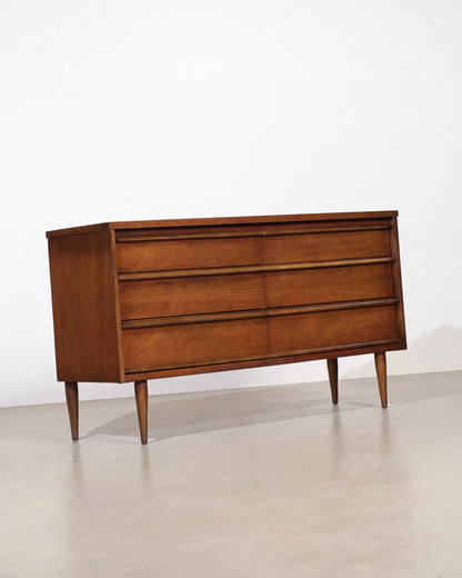 MCM Dark Walnut Dresser by Bassett Furniture