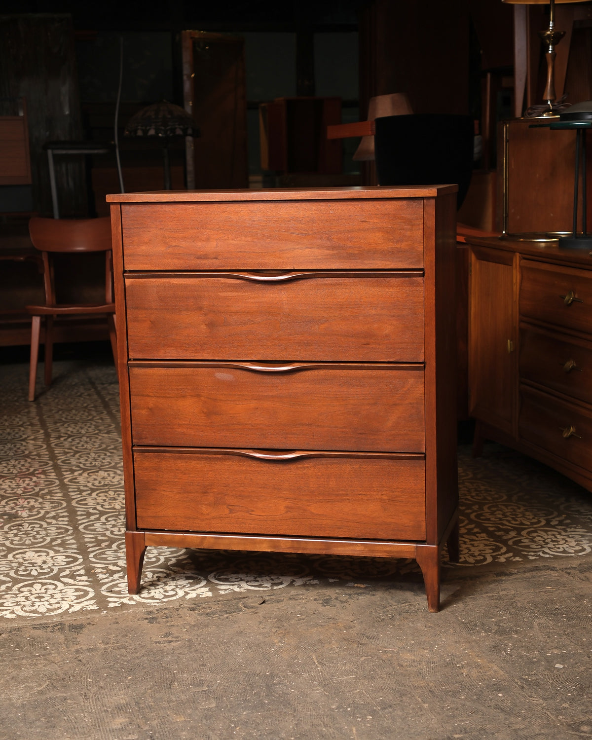 Mid-Century Modern Dark Walnut Dresser by KF Furniture