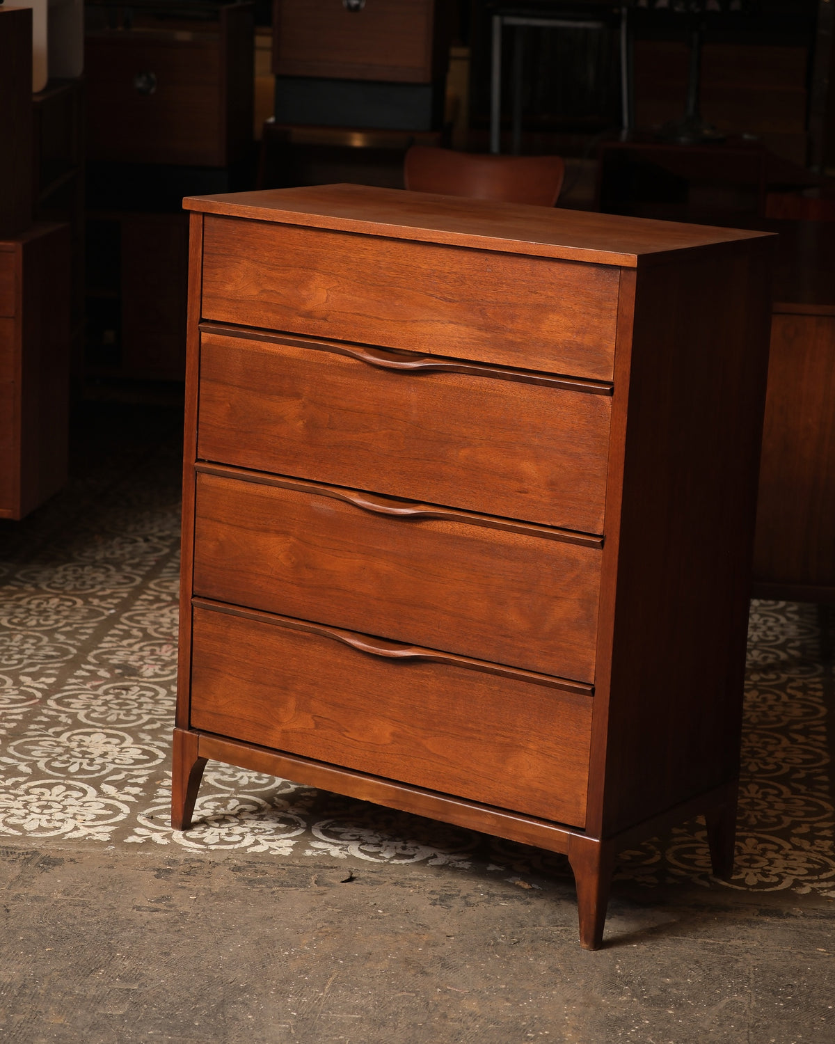 Mid-Century Modern Dark Walnut Dresser by KF Furniture