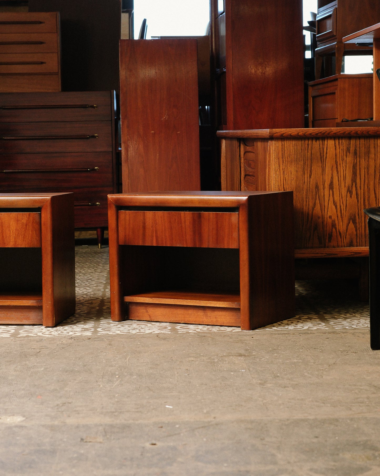 MCM Dark Walnut Nightstand Set by Lane Furniture