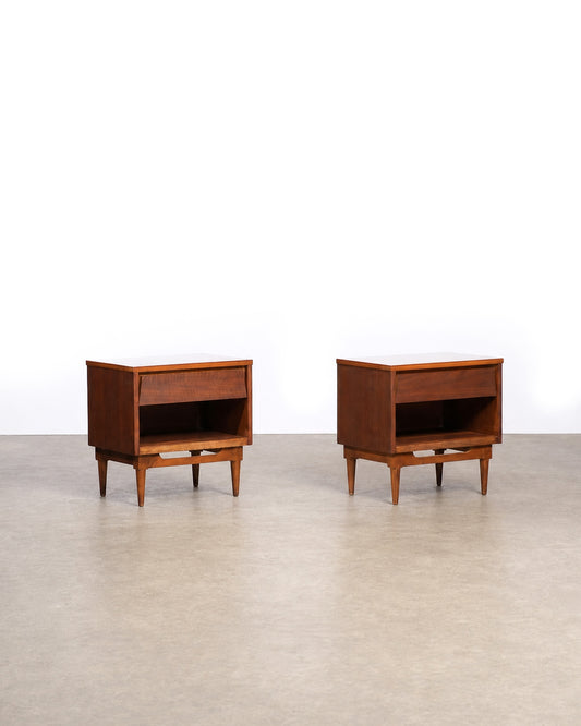Full view of a single dark walnut nightstand from a slight side angle.