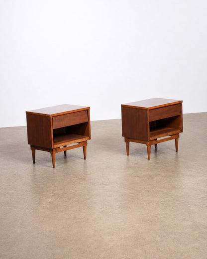View of the nightstand's top surface showing the walnut wood grain and finish.