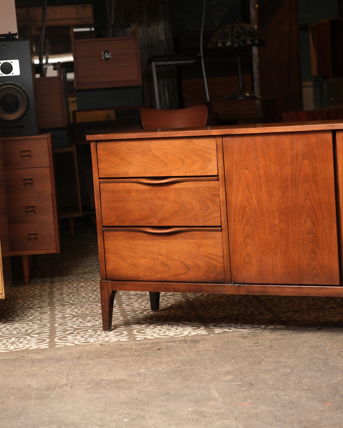 Mid-Century Modern Dark Walnut Sideboard by KF Furniture
