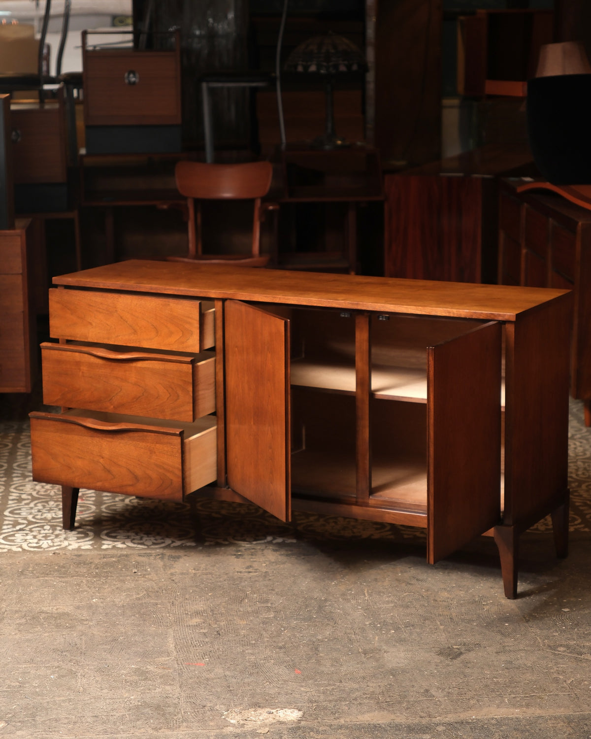 Mid-Century Modern Dark Walnut Sideboard by KF Furniture
