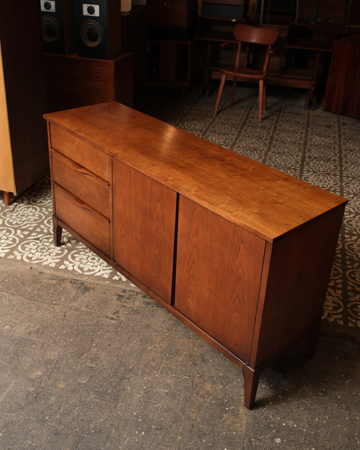 Mid-Century Modern Dark Walnut Sideboard by KF Furniture