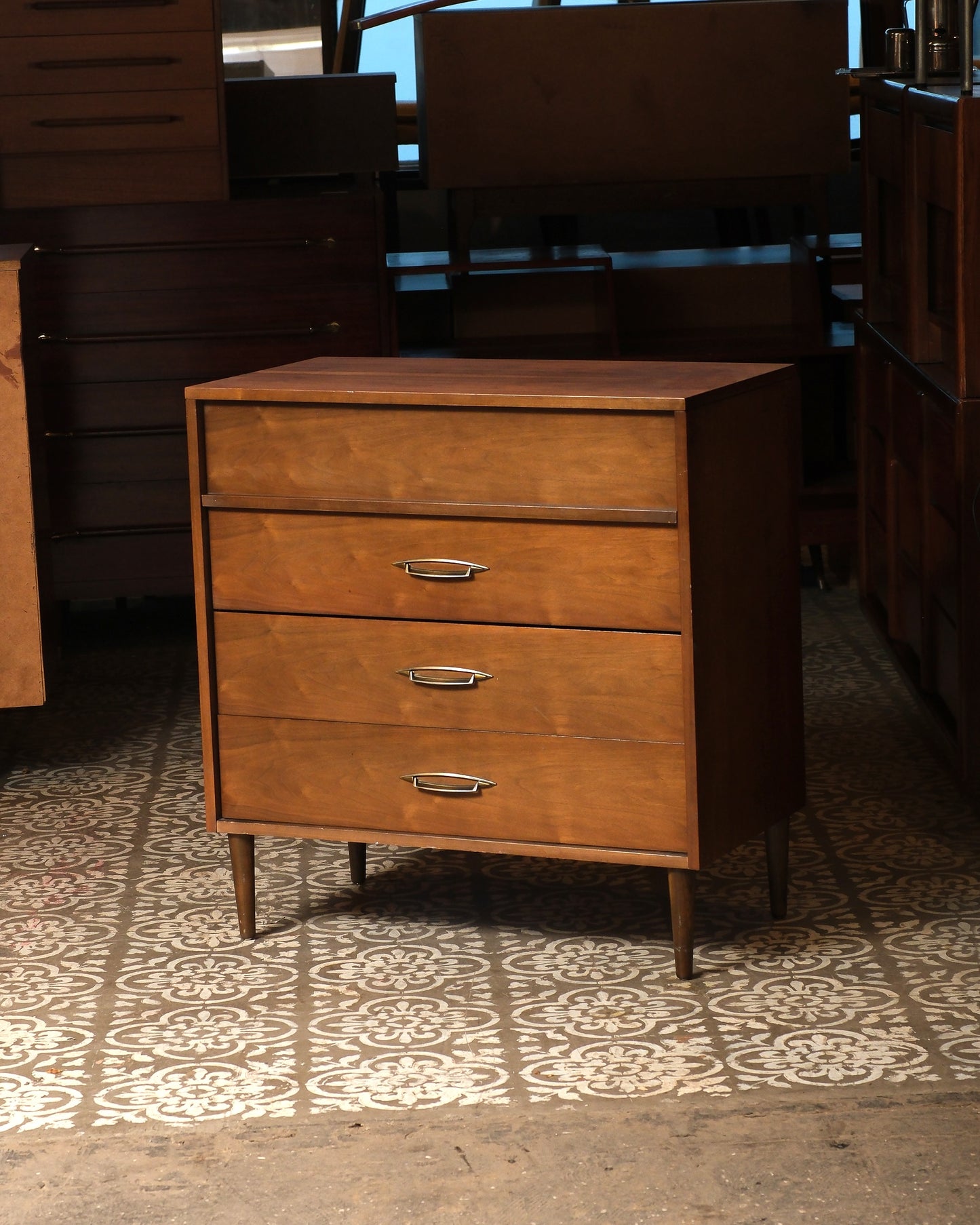 MCM Dark Walnut Tallboy Dresser by Deilcraft