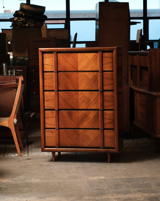 MCM Dark Walnut Tallboy Dresser by Lane Furniture