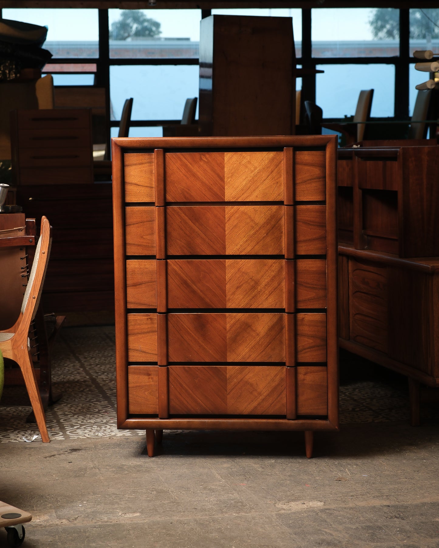 MCM Dark Walnut Tallboy Dresser by Lane Furniture