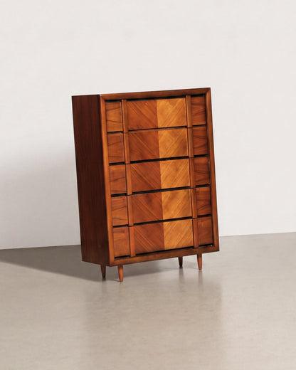 MCM Dark Walnut Tallboy Dresser by Lane Furniture