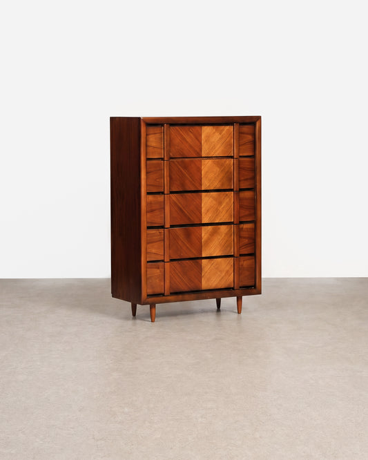 MCM Dark Walnut Tallboy Dresser by Lane Furniture