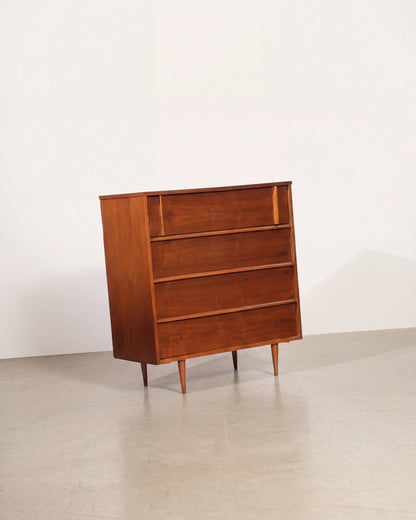 MCM Dark Walnut Tallboy Dresser