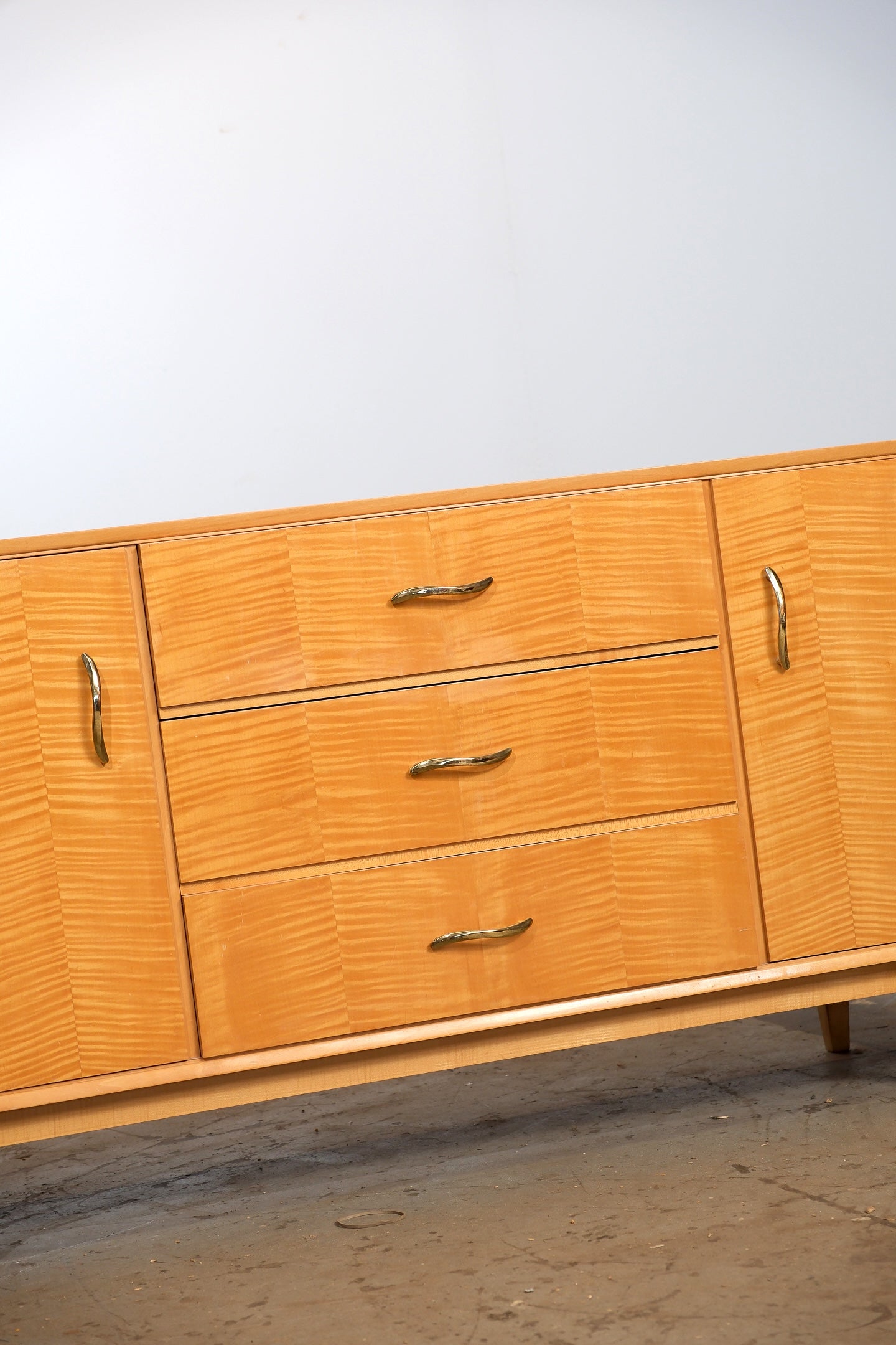 MCM Maple Sideboard with Brass Pulls