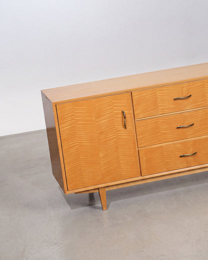 MCM Maple Sideboard with Brass Pulls