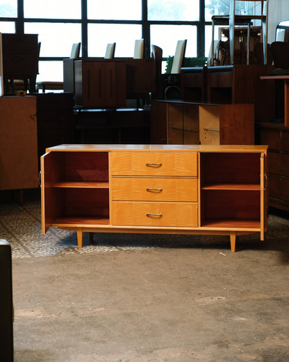 MCM Maple Sideboard with Brass Pulls