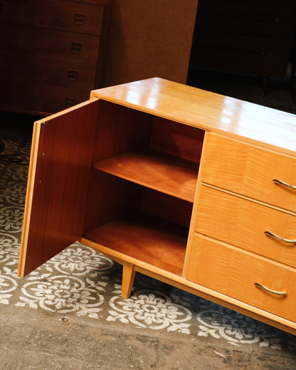 MCM Maple Sideboard with Brass Pulls