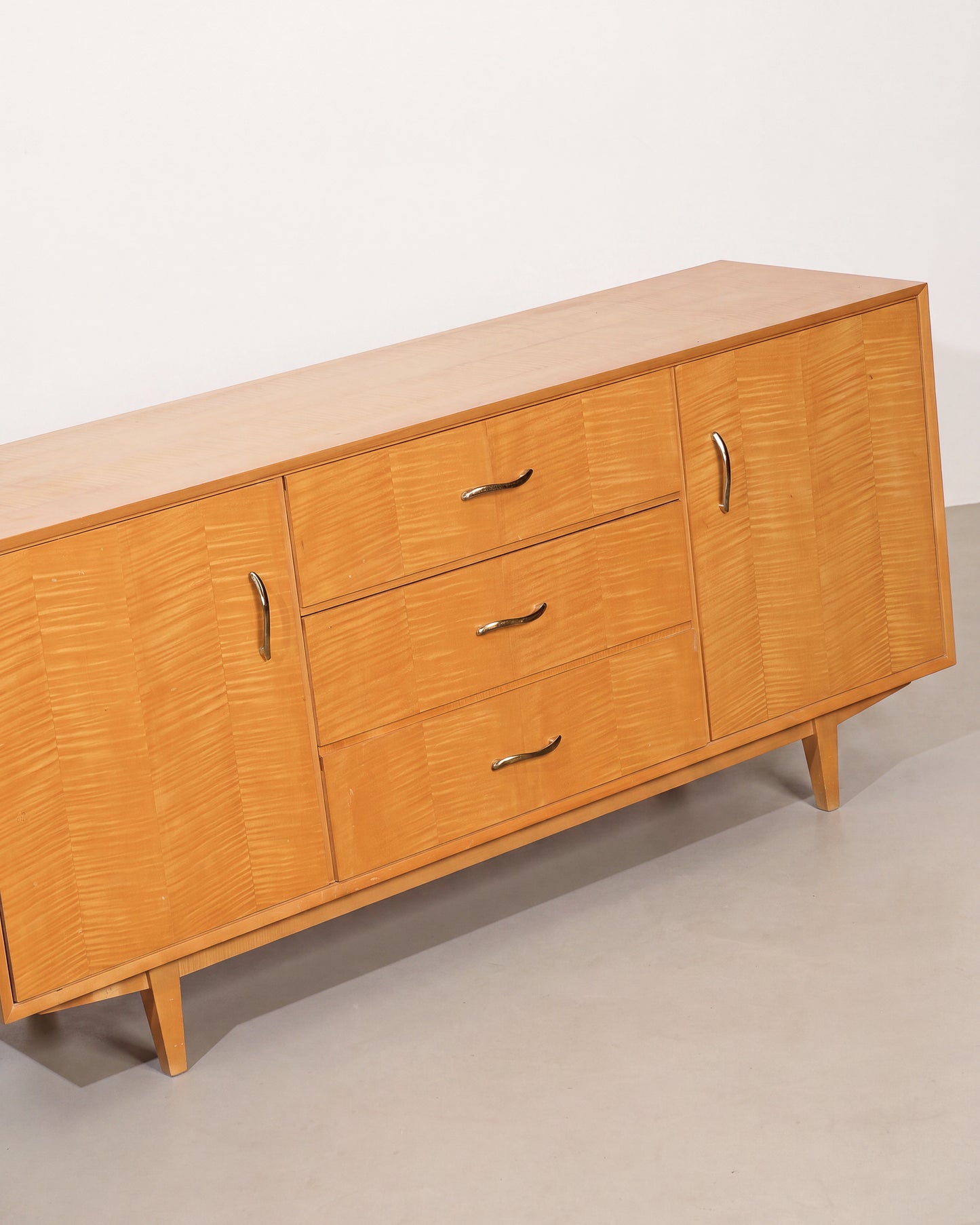 MCM Maple Sideboard with Brass Pulls