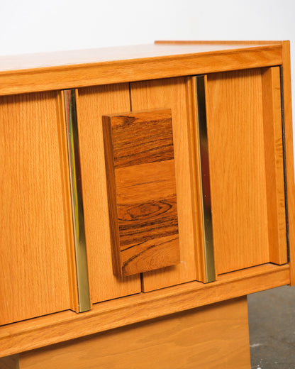 MCM Oak & Rosewood Brutalist Nightstand Set