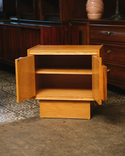 MCM Oak & Rosewood Brutalist Nightstand Set