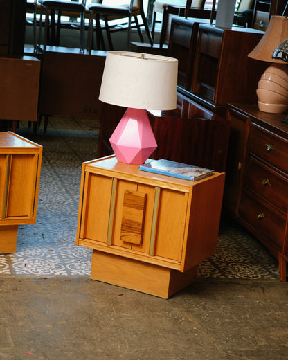 MCM Oak & Rosewood Brutalist Nightstand Set