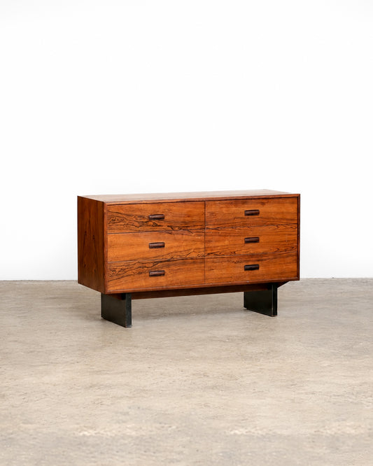 Additional angle of the rosewood 6-drawer dresser showing overall form and finish.