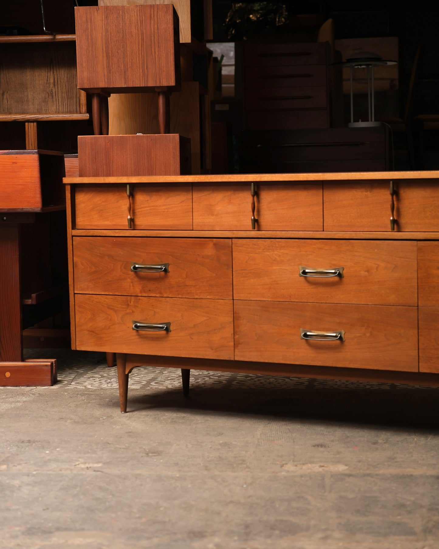 MCM Sculpted Walnut Dresser