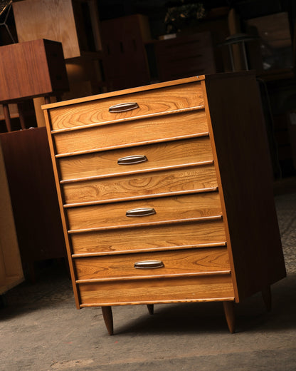 MCM Tallboy Dresser with Brass Pulls