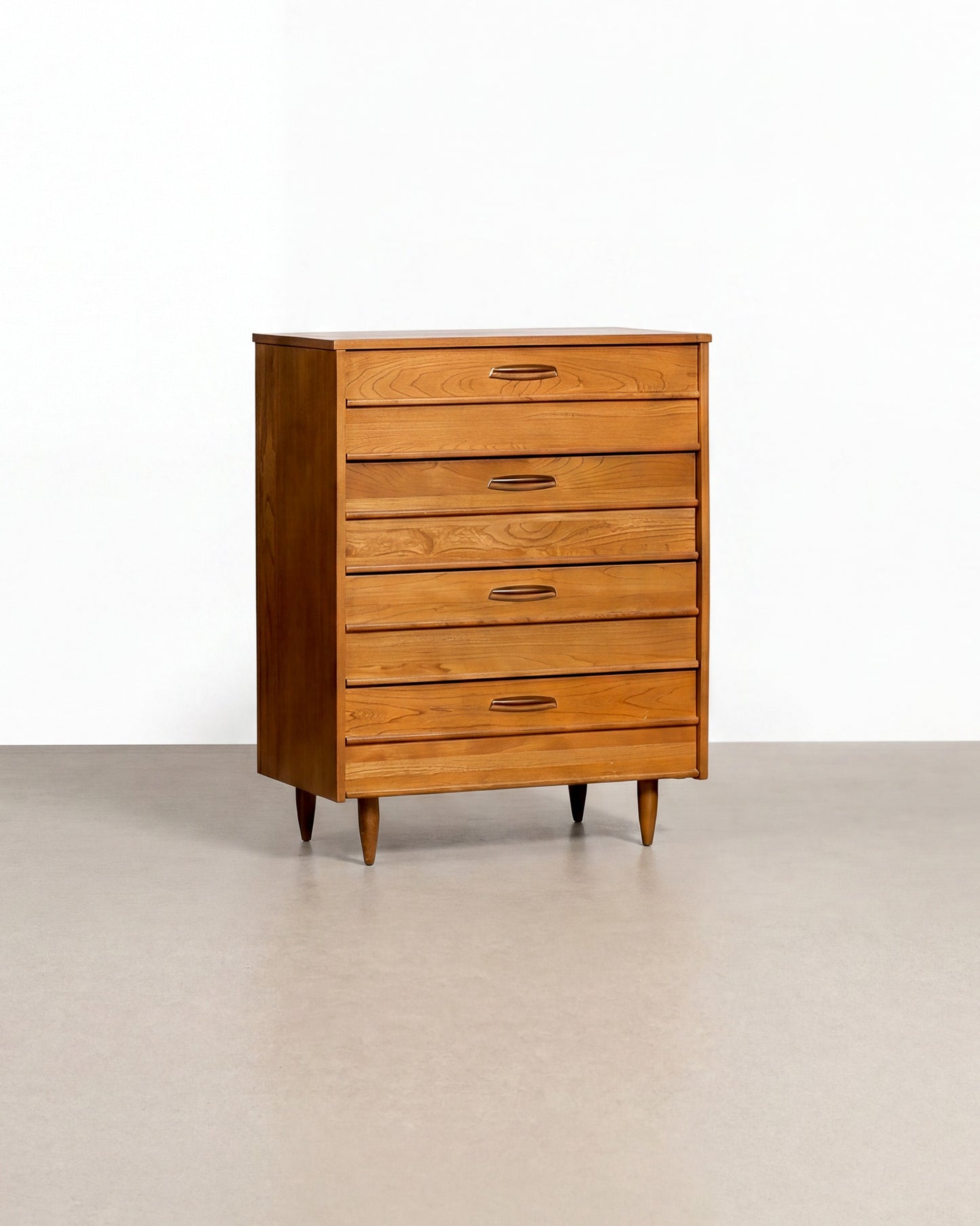 MCM Tallboy Dresser with Brass Pulls