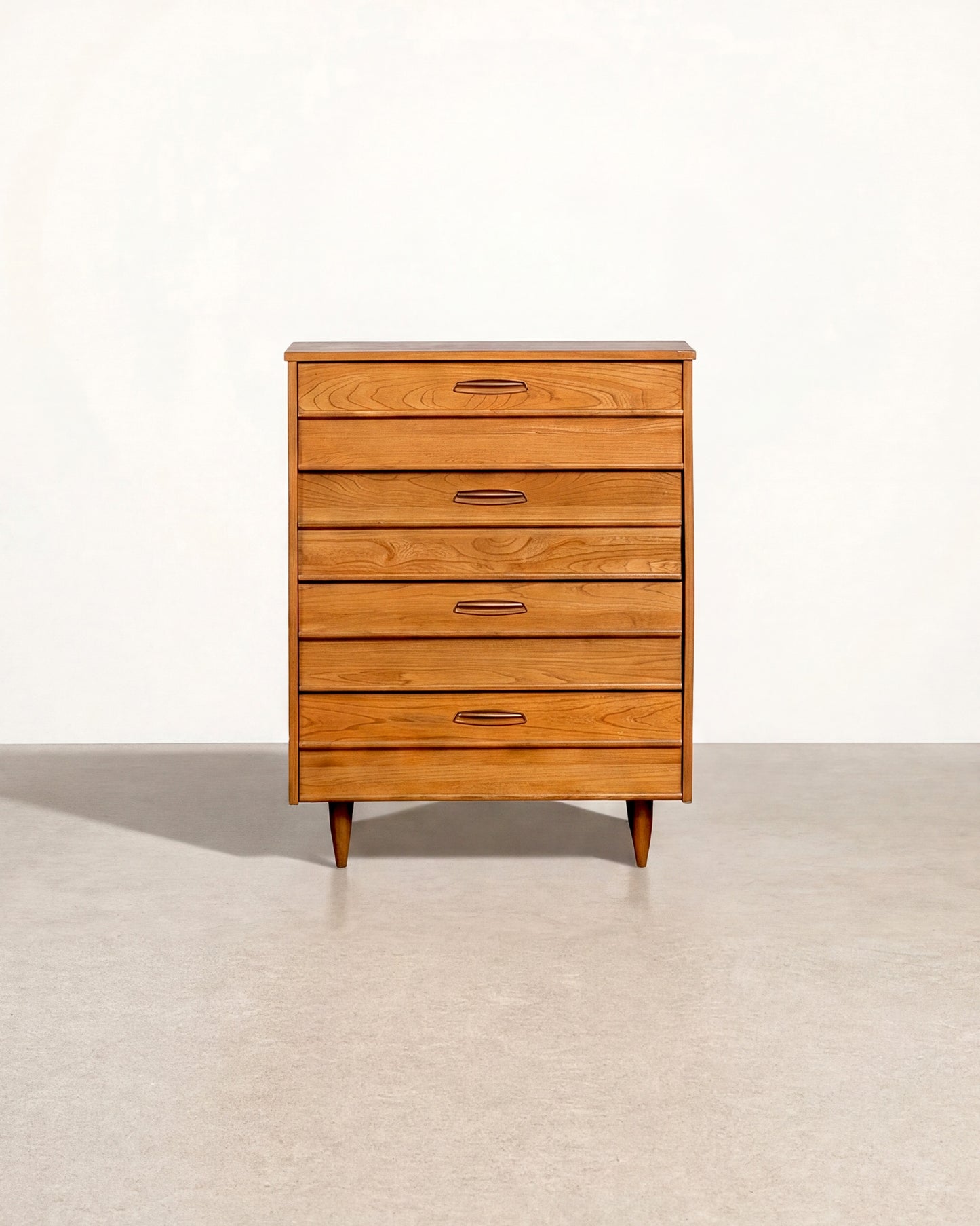 MCM Tallboy Dresser with Brass Pulls