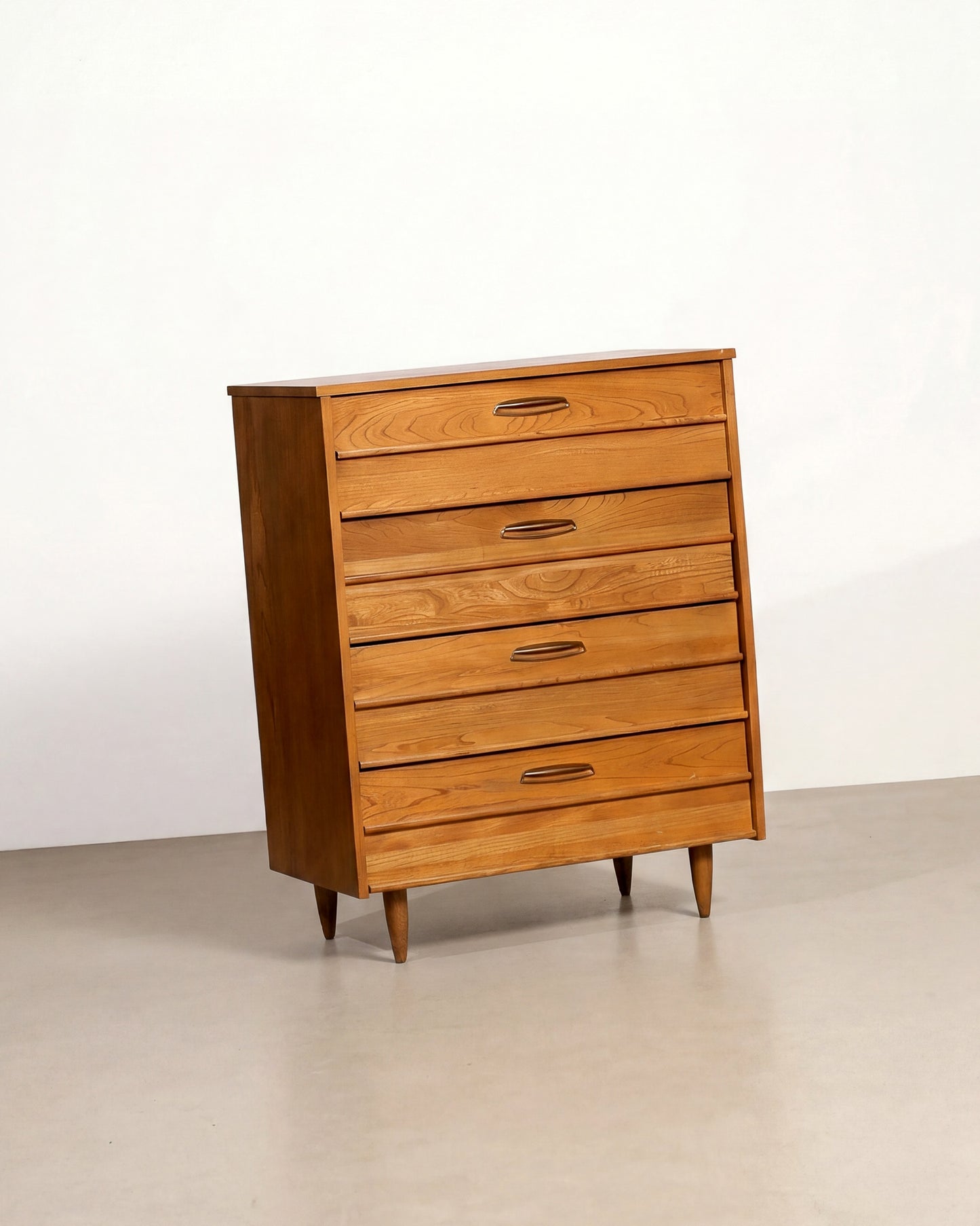 MCM Tallboy Dresser with Brass Pulls