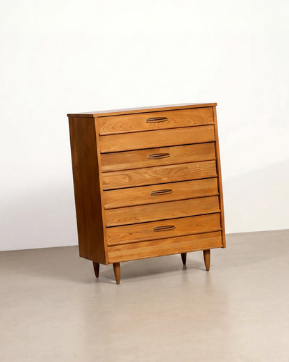 MCM Tallboy Dresser with Brass Pulls