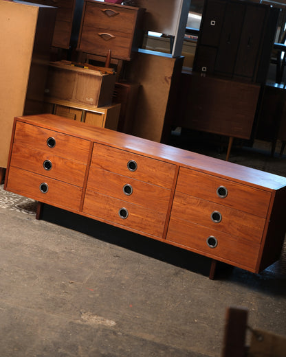 Mid-Century Modern Teak 9-Drawer Dresser by RS Associates