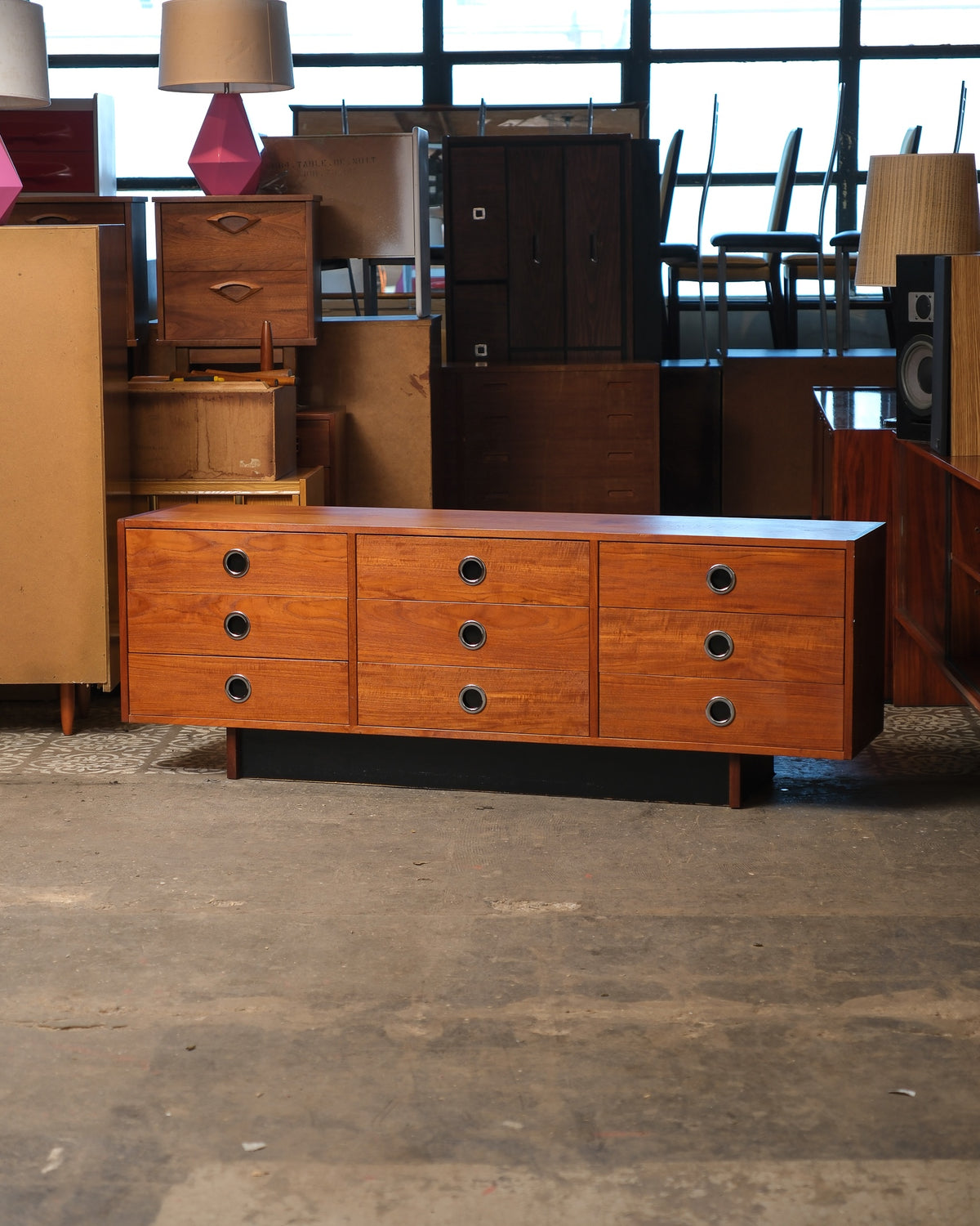 Mid-Century Modern Teak 9-Drawer Dresser by RS Associates
