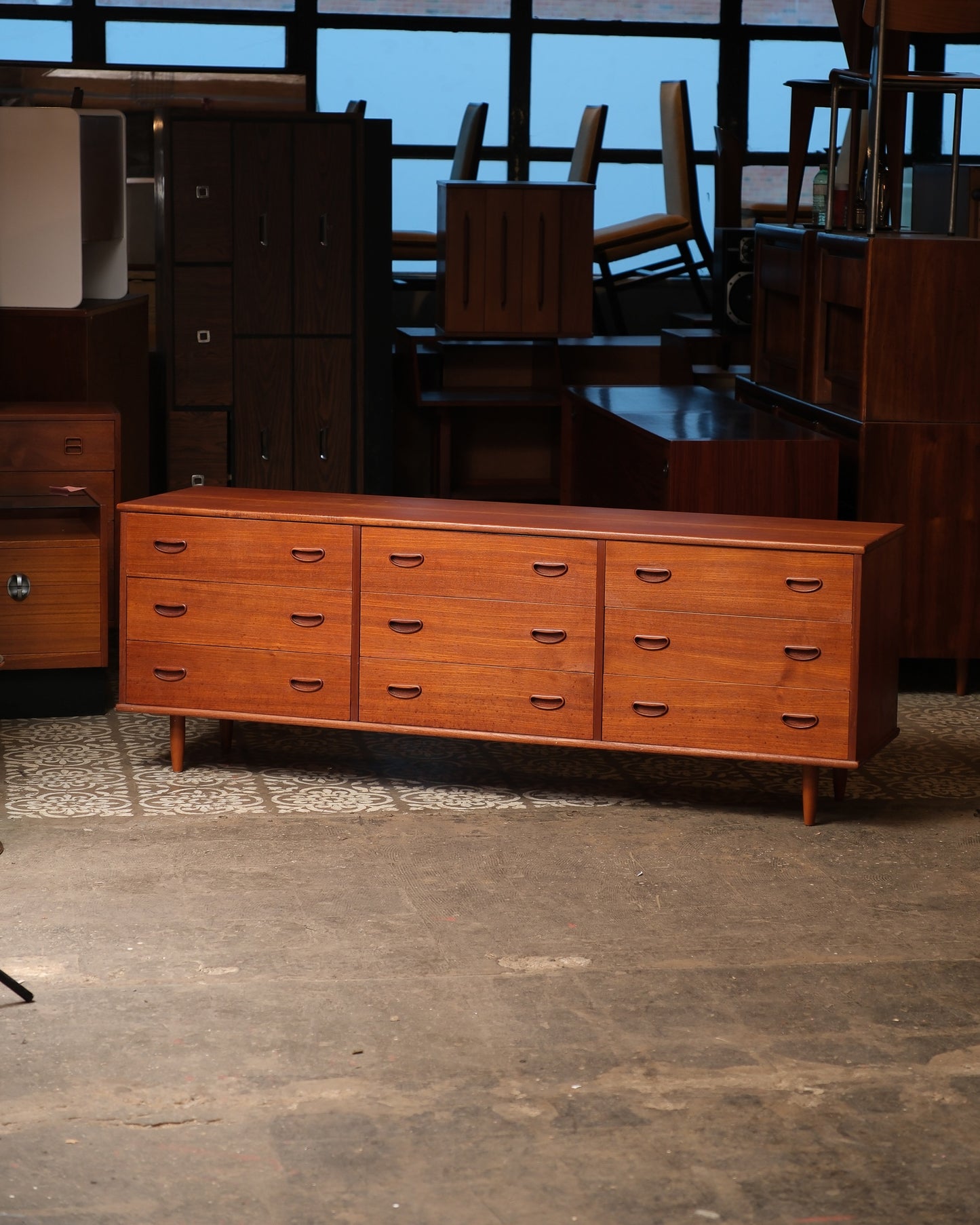 MCM Teak 9-Drawer Dresser