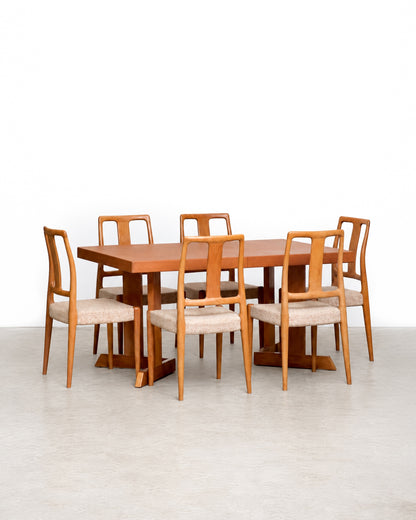 Front view of a dining chair showing the full backrest and seat