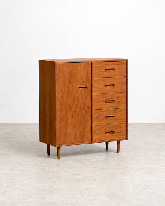 Detail view of the gentleman's chest showing hardware and construction.