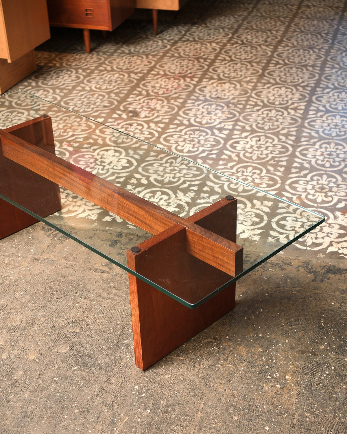 Mid-Century Modern Teak Glass Coffee Table