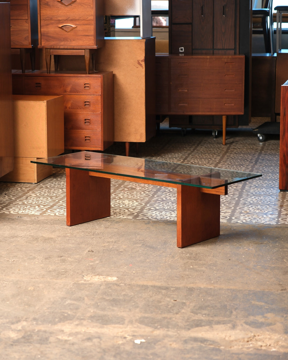 Mid-Century Modern Teak Glass Coffee Table