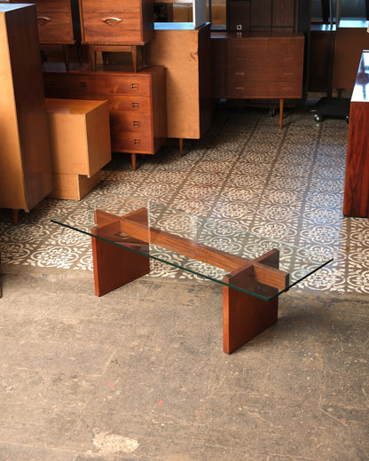 Mid-Century Modern Teak Glass Coffee Table