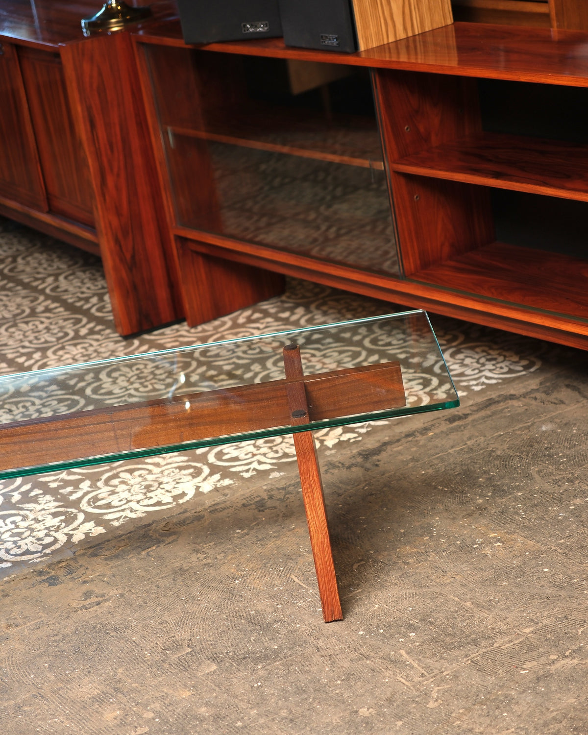 Mid-Century Modern Teak Glass Coffee Table