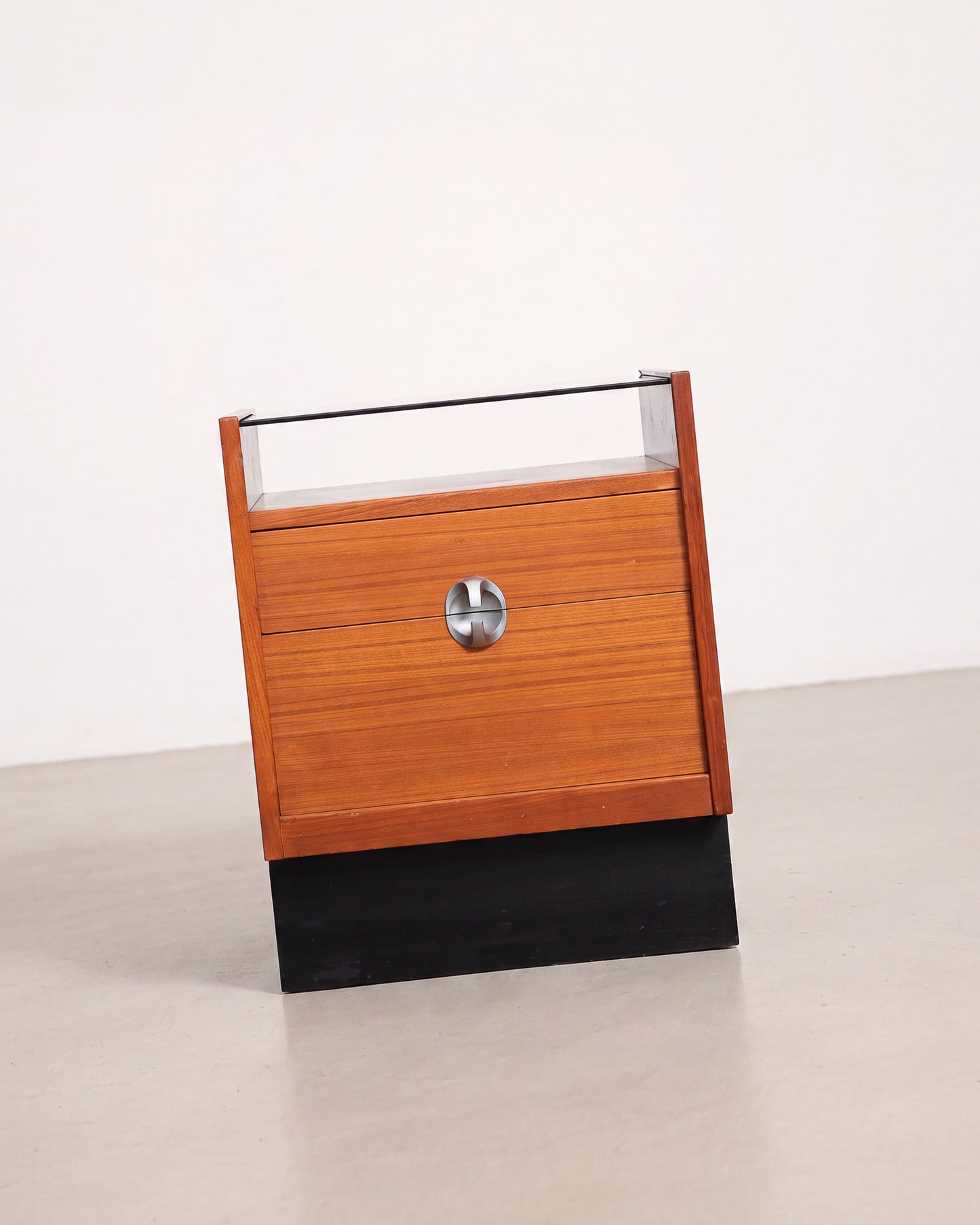 MCM Teak Nightstand Set with Smoked Glass by Heltborg Møbler