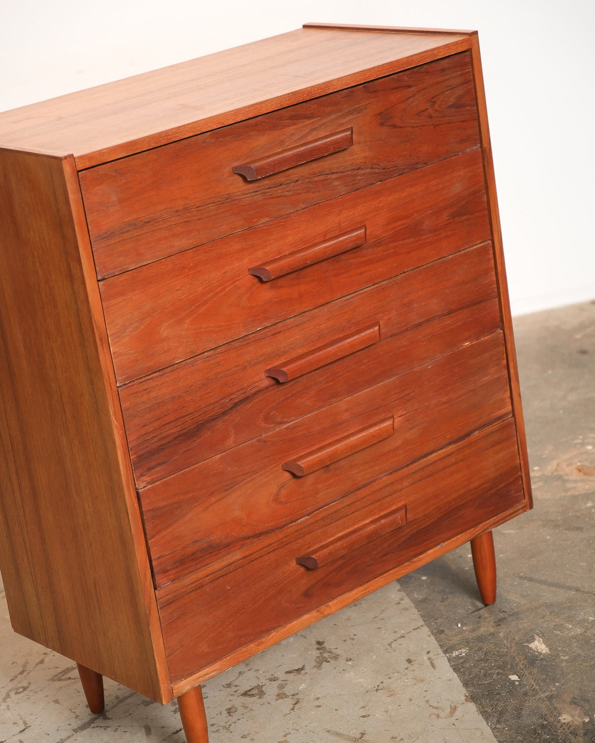 Mid-Century Modern Teak Tallboy Dresser (30”W)