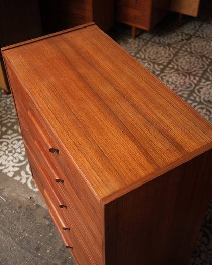 Mid-Century Modern Teak Tallboy Dresser (30”W)