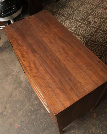 Overhead view of the walnut dresser top showing grain and finish