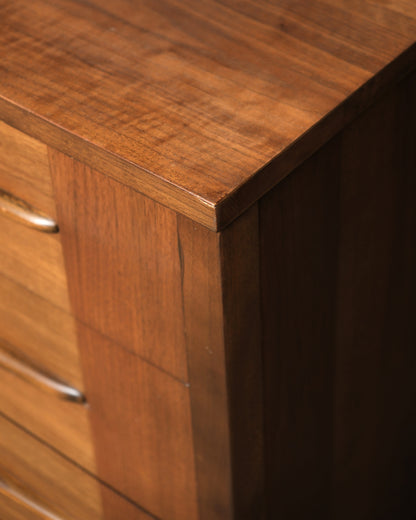 Close-up of the top corner joinery and drawer pulls